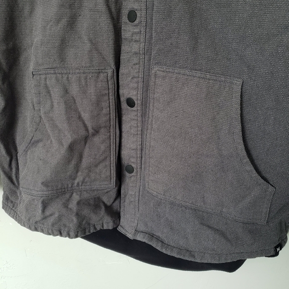 Hurley Boys Large Grey Button Up Jacket Black Fleece Lining Utility - Picture 5 of 7